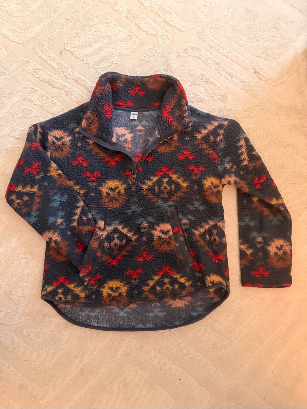 Old Navy Dark Multicolor Aztec Sherpa Half-Zip Pullover